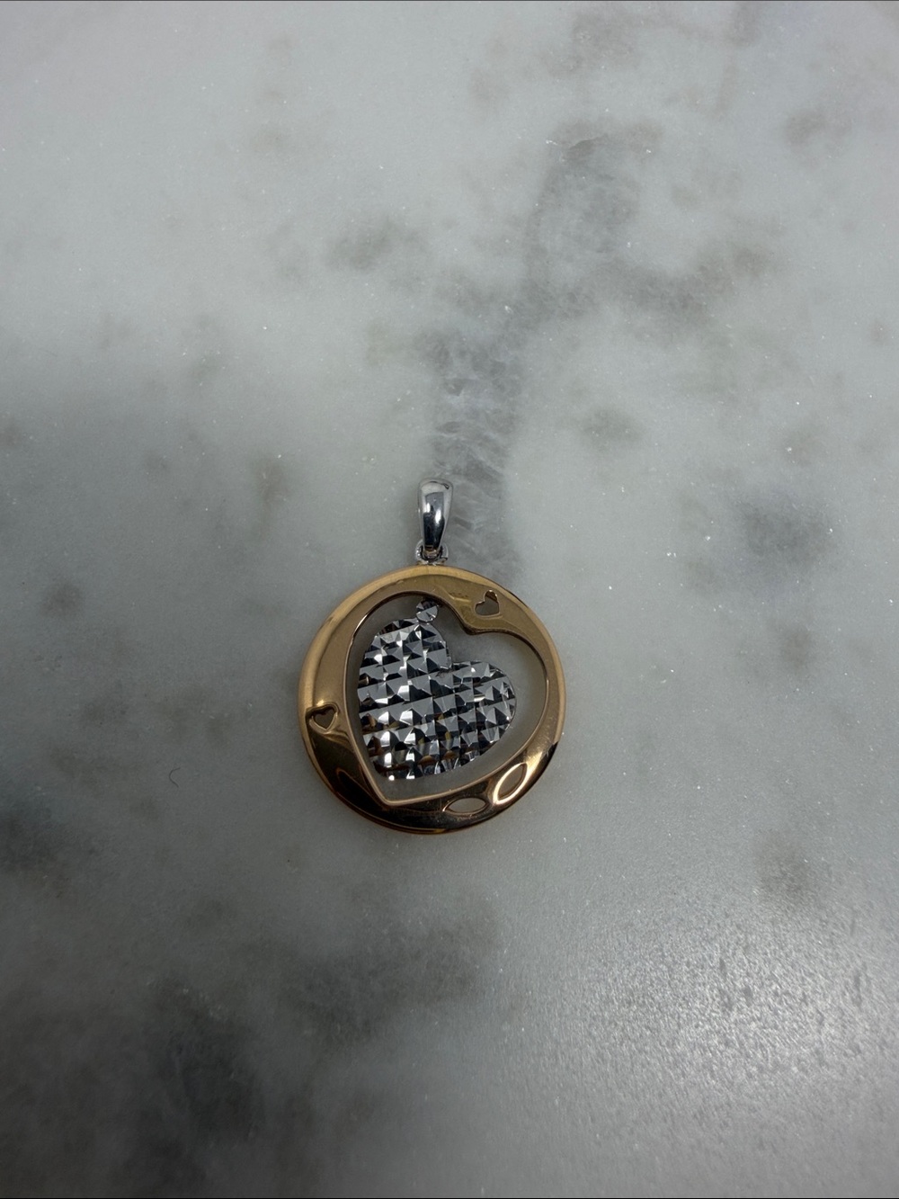 Two-Tone Heart Pendant - 18K Solid Gold